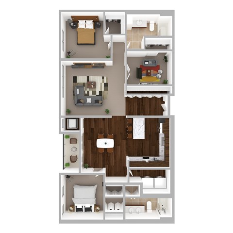 Floor plan for 2 beds, 2 baths, 1538 sqft